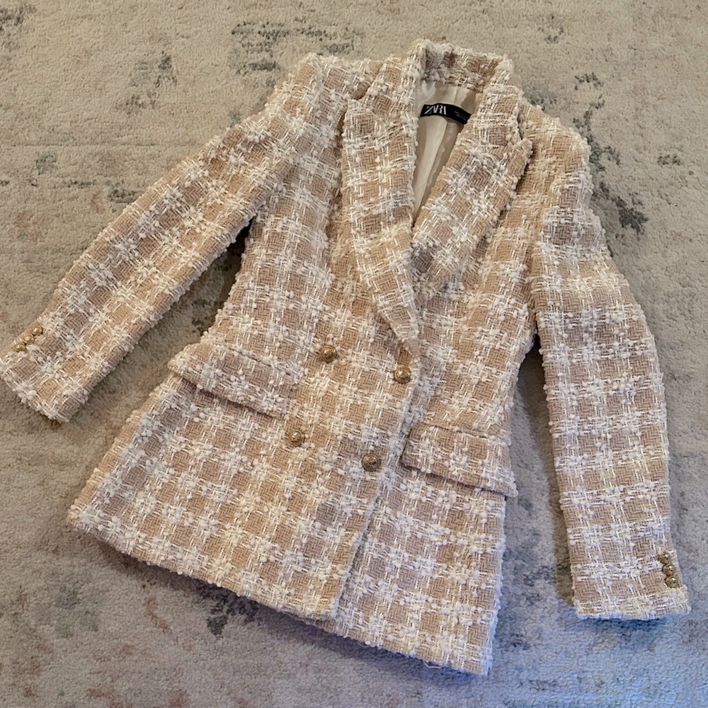 Zara Pink Tweed Blazer